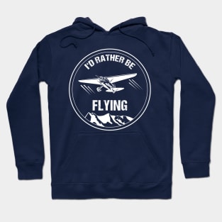 Retro Pilot Gift Christmas T-Shirt I'd Rather be Flying Plane Pilot  Aircraft Airplane Hoodie